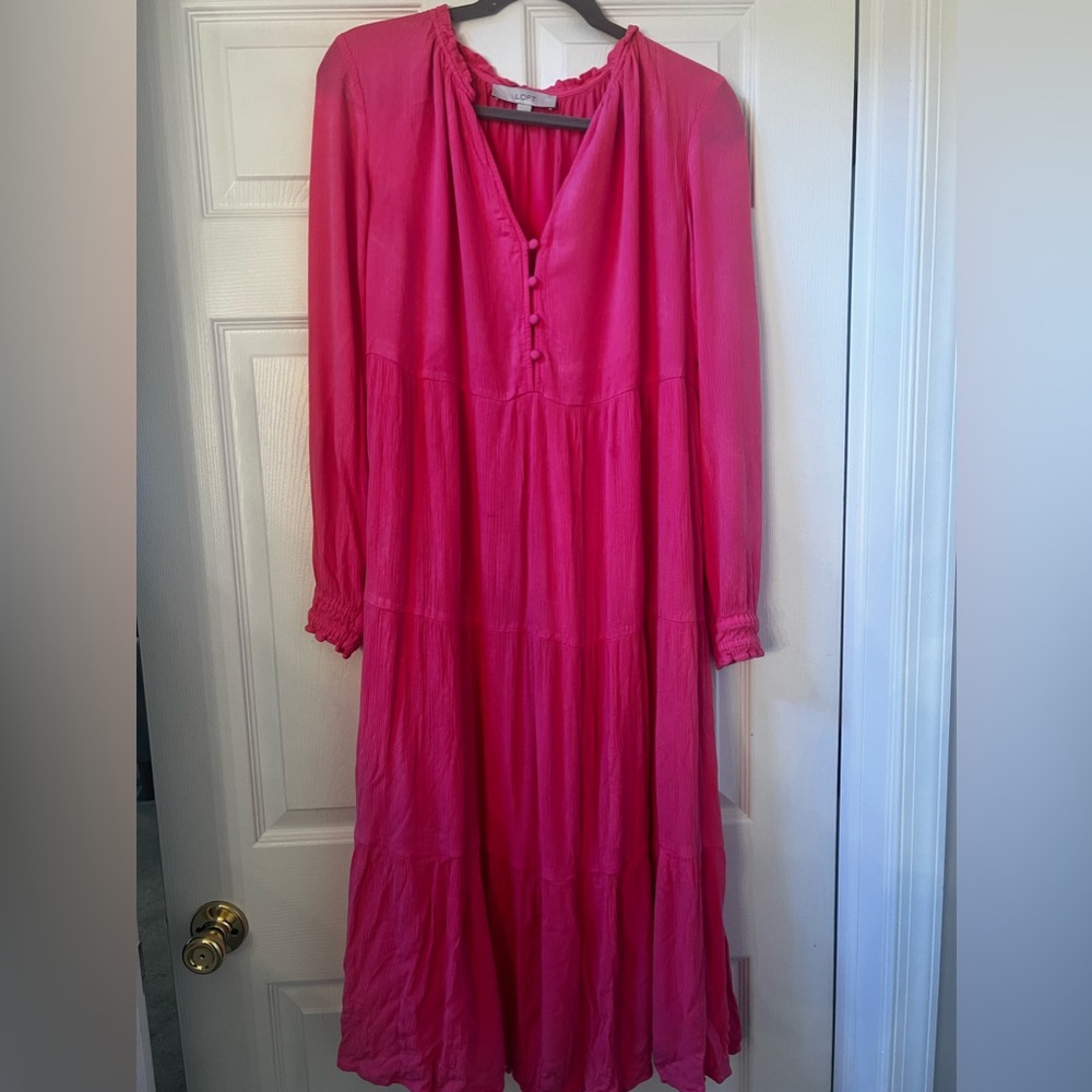 Loft pink midi dress can be used maternity